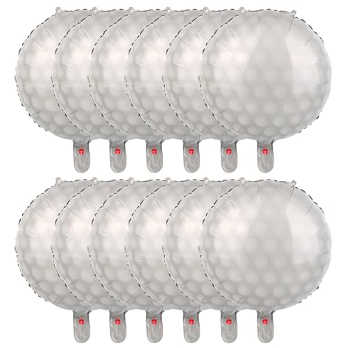 Tinoaly 12uds Globos con Forma de Pelota Golf, Decoraciones para Fiestas con Tema Golf Globos de Aluminio Deportivos para Cumpleaños Graduaciones y Eventos Deportivos