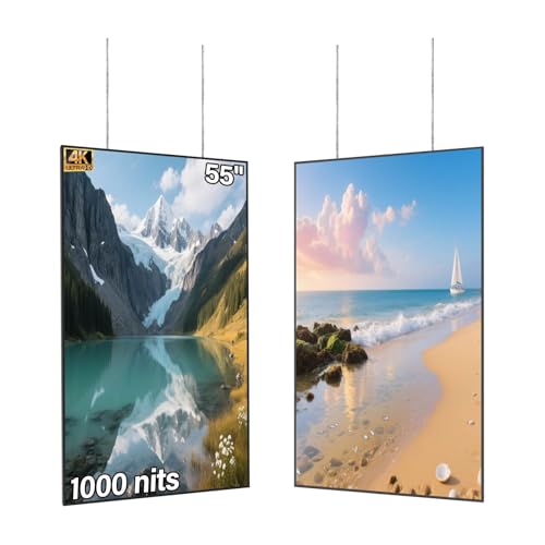 Image of 55inch Digital Signage Display, 4K 1000nits High Brightness Slim Fit Frameless Digital Signage, LCD Advertising Display, CMS /Plug & Play Auto Play, 7 /24 Timer Switch, Built-in Speaker, Android 11OS