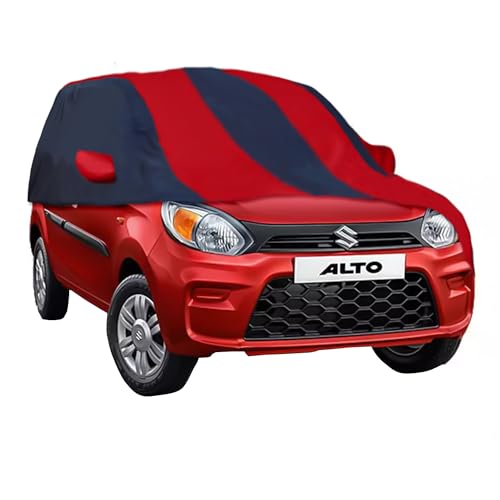 Image of Allextreme MA5004 Car Body Cover Compatible with Maruti Suzuki Alto Custom Fit Dustproof UV Heat Resistant Indoor Outdoor Body Protection (Navy Blue & Red with Mirror)