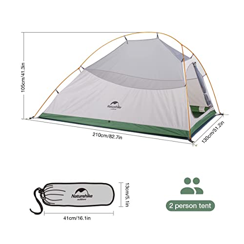 Image of Naturehike Cloud-Up 2 Person Tent Lightweight Backpacking Tent with Footprint - Free Standing Ultralight Camping Hiking Backpack Tents Two Person Tent