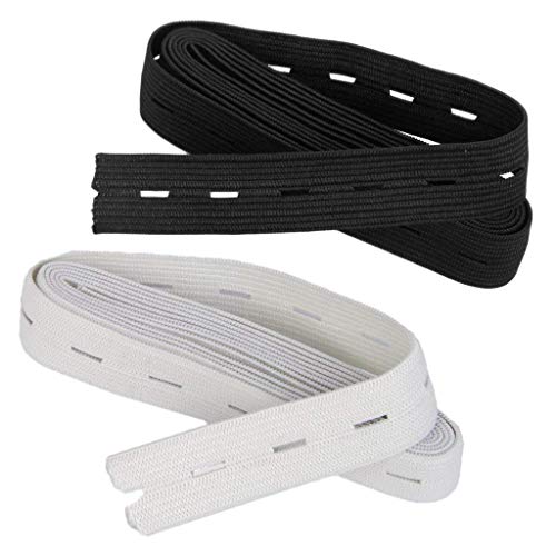 Zonfer 3m Élastiques Bandes Élastiques Pratique Cordons Plat Multi Utilisation Spool Couture Bandes Bandes Élastiques Durable Boutonnière 1,5m Noir Et Blanc De 1,5 M (largeur 3/4 De Pouce)