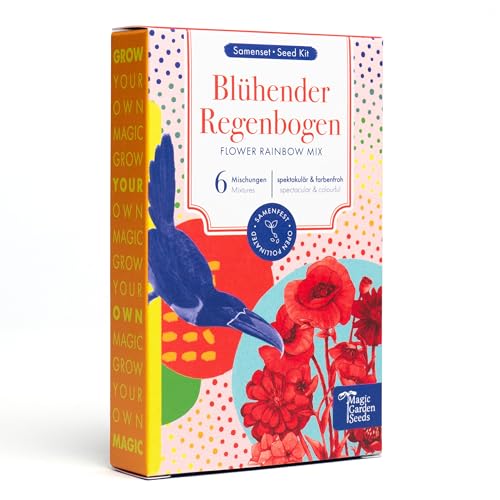 Mezcla Arcoíris de Flores - 6 mezclas de polinización abierta - espectaculares y coloridas - Kit de semillas para principiantes