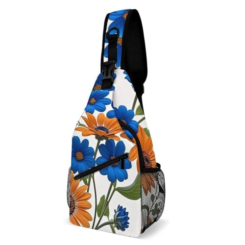 Mochila bandolera de flores con estampado colorido y correa acolchada