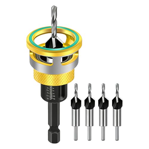 Juego de brocas avellanadas para madera, herramientas con vástago ajustable, broca avellanada para trabajar la madera, para uso doméstico, construcción de muebles, armarios, construcción, automoción