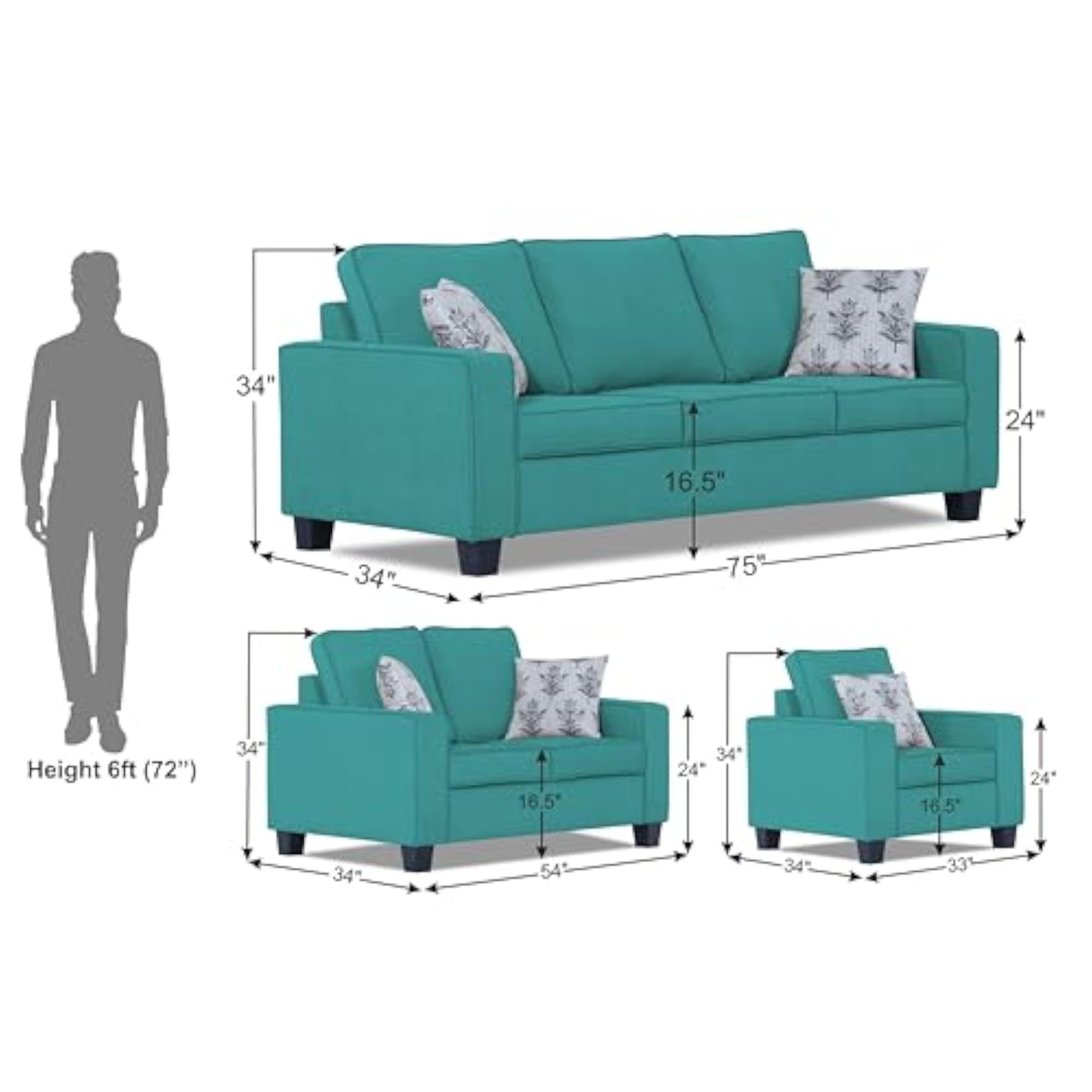 Camden 3+2+1 6 Seater Sofa Set, Elegant