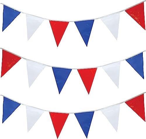 10m Red White and Blue Bunting Garland Union Jack Banner Party Decorations D-Day Anniversary Patriotic Normandy 80th Anniversary Commemoration Outdoor Veterans tribute D-Day Memorial