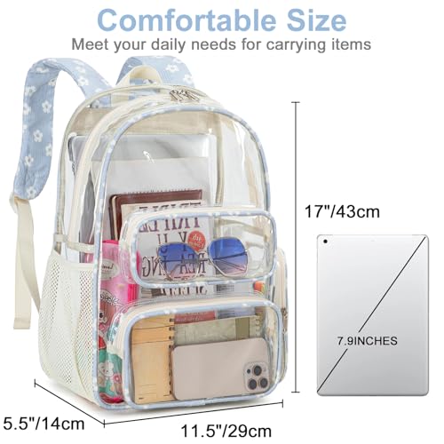 Image of BTOOP Clear Backpack Heavy Duty Transparent Backpack 17 inch See Through Bookbag for College Work Festival Security with Padded Strap Large Capacity