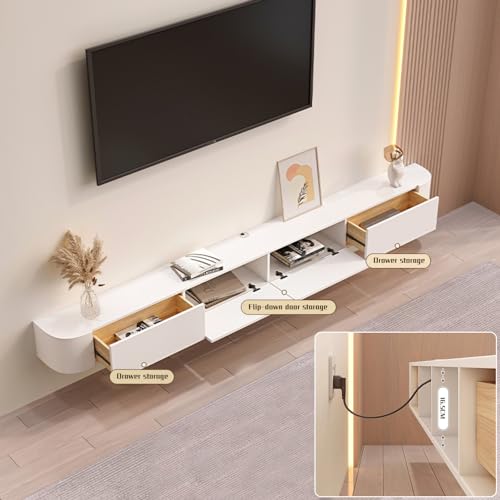 Console multimédia avec porte suspendue pour ranger les câbles du salon