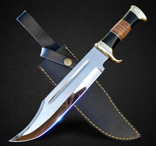 RISING CRAFTS 14\" Crocodile Dundee Bowie Knife-Fixed Blade Knife With Sheath-Survival Knife-Hunting Knife-Tactical Knife for Camping, Outdoor, Bushcraft - Gift for Men