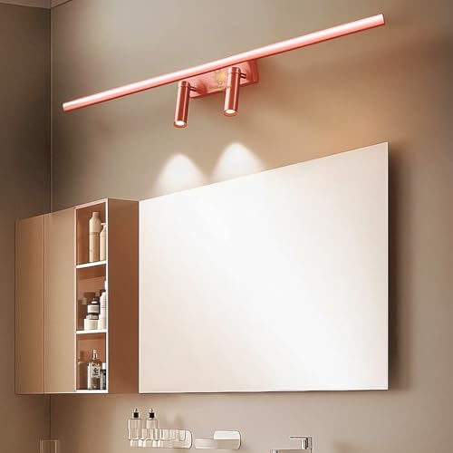 Image of Glowave Modern Metal Rose Gold 2 Spot Light with Adjustabe Head Mirror Vanity Bathroom Picture Light - Tricolour (Warm White, White, Natural White) (268 /RGD)