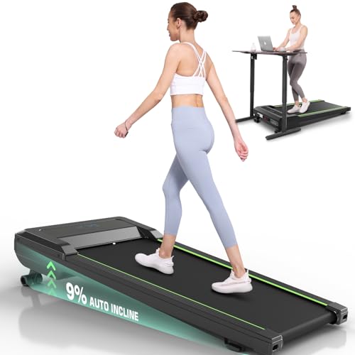 ANCHEER Walking Pad Treadmill with 9% Auto Incline, 4 in 1 Under Desk Treadmill with Remote Control, 2.5HP Walking Treadmill for Home Office, LCD Display/300LBS Weight Capacity/8 Adjustable Slopes