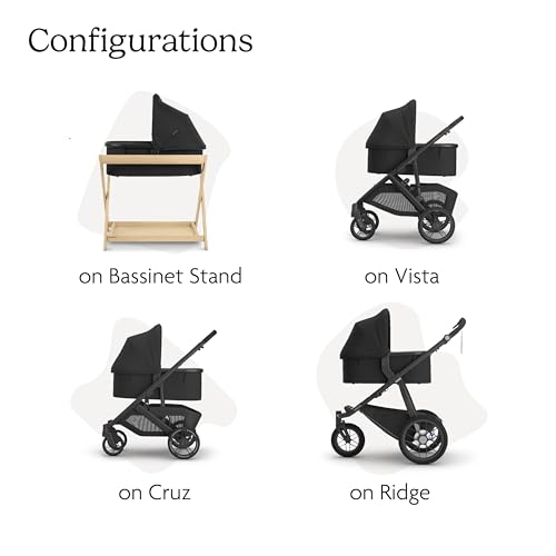Image of UPPAbaby Bassinet V3 - Compatible with Vista, Cruz, Ridge Strollers - Overnight Sleep Solution - Mattress, Sheet and Bug Shield Included - Julian (Dusty Blue Melange)