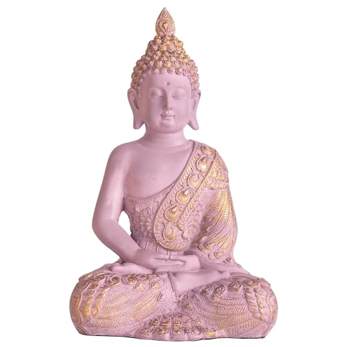 Image of The Advitya Buddha Idol for Home Decor | White Gautam Buddha Statue Showpiece for Living Room, Office & Temple | Resin Shakyamuni Buddha Figurine | Housewarming Gift (Pink |10 inch)