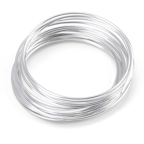 16.4 Feet Aluminum Craft Wire 6 Gauge, 2mm Thick Bendable Round Silver Craft Wire Sculpting Metal Wire Silver Plated Non-Tarnish Wire for Modelling Crafting Jewellery Floral Making Weaving Wrapping