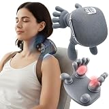 LIVINGPRO Neck & Shoulder Massager with Heat, Deep Tissue Shiatsu with Bionic Palm 4D Kneading, Simulated Human Hand Massage, 3 Adjustable Intensities, Portable Pain Relief for Home & Office