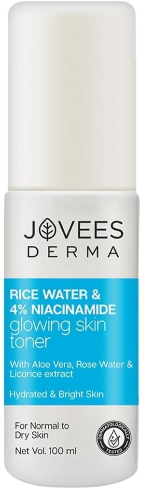 4% Niacinamide & Rice Water Toner Enriched with Rice Extracts for Glass Skin Glow | Hydrates Skin, Fades Blemishes & Pore Tightening Mist | Normal to Dry Skin | 100ml