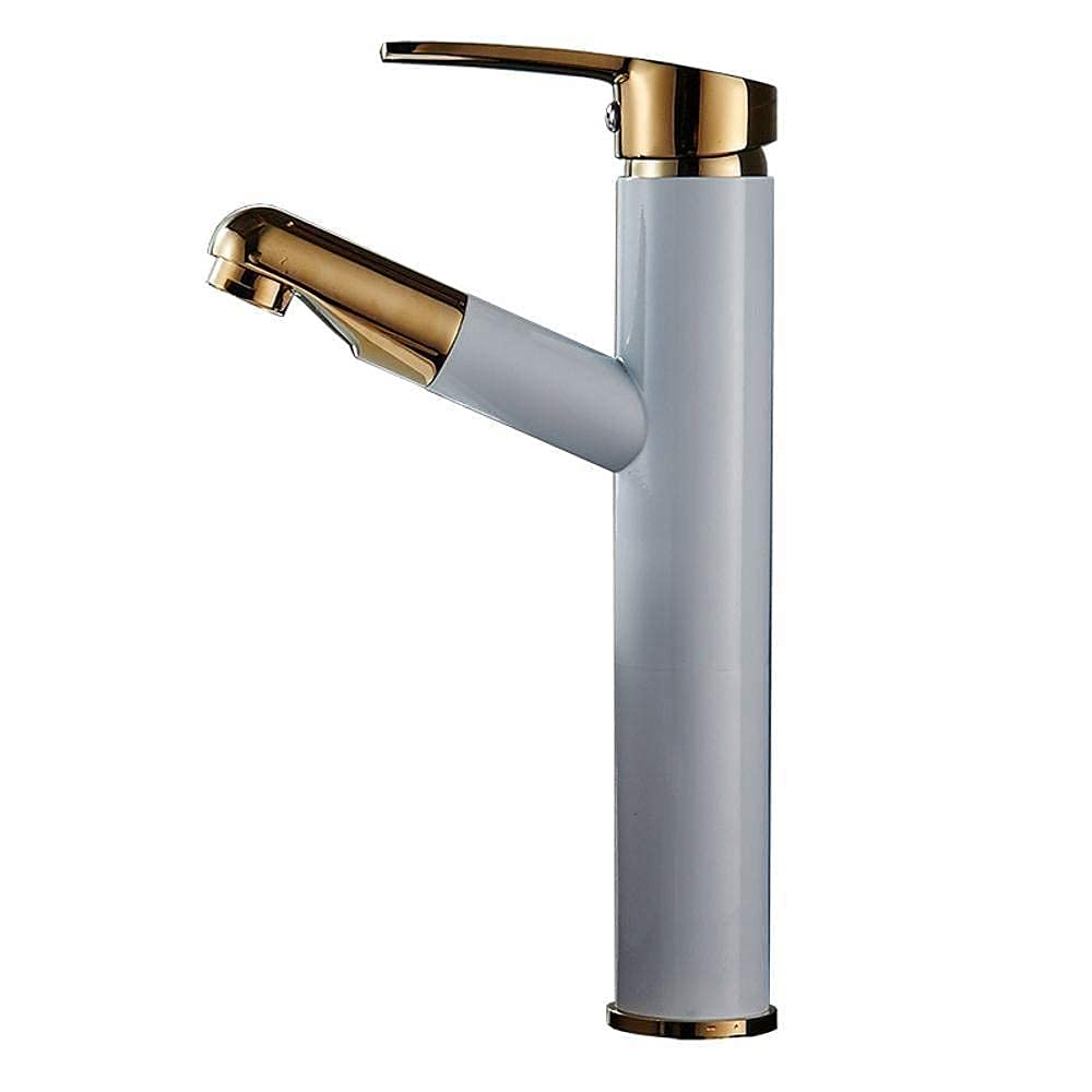 Robinet de cuisine extractible OKUOKA en cuivre blanc pour lavabo
