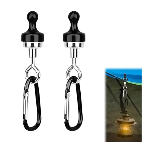 2 Pezzi Grandi Ganci Magnetici Extra Forti, Ganci Calamite Potenti da Campeggio, Calamita Potente con Gancio, con Moschettone, Supporto Magnetico per Campeggio Garage Cucina Ufficio Bagno