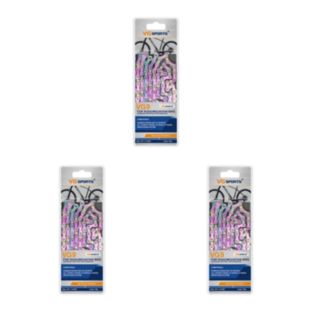 3 Set di Catena per bici facile da installare per mountain bike e bici da strada Catene per mountain bike robuste e durevoli in acciaio al carbonio, eleganti e colorate a 9 velocità