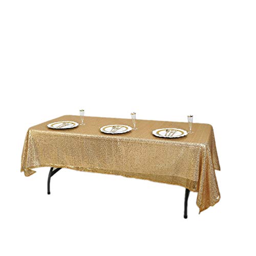 BalsaCircle 60x102-Inch Gold Rectangle Tablecloth for Wedding Party Cake Dessert Events Table Linens…