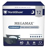 NorthShore MegaMax HBL - Pannolini per adulti con linguette, nero, S, 40