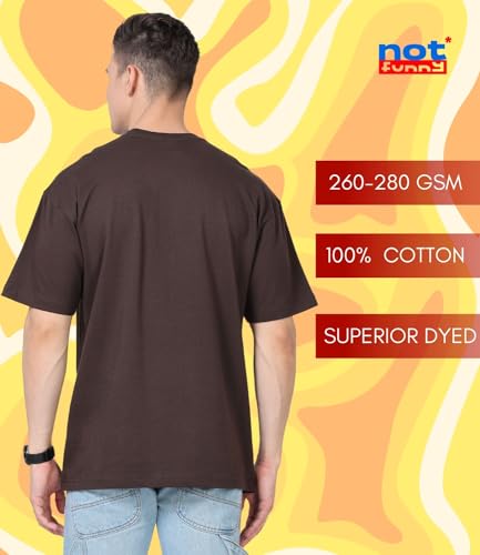 Image of Not Funny 280 GSM Pure Organic Cotton Oversized t Shirts for Men | Drop Shoulder Tshirt for Men & Boys (Available in Black, Blue, Beige,Orange & White)