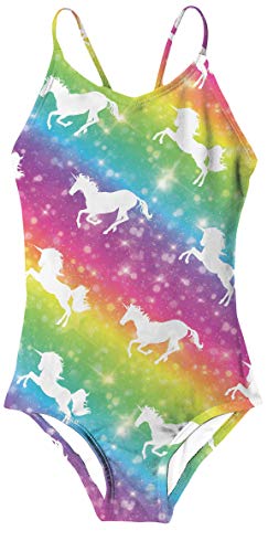 Rainbow Unicorn Swimsuit For Little Girls One Piece Swimsuit Sling Swimwear 5T 6T Bathing Suit For Beach Vacation #TOP27