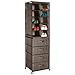 mDesign étagère chaussures – armoire chaussure pratique avec structure en métal pour l'entrée ou le dressing – étagère à chaussures avec 10 casiers spacieux et 4 tiroirs – marron foncé