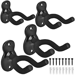 4 Pack MOREYES Guitar Hangers, Wall Mount Hanger Hook Holder Stand for Acoustic, Electric, Ukulele, Bass, Guitar