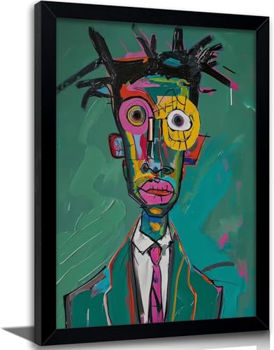 Modern Abstract Canvas Wall Art Street Graffiti Painting Picture Wall Decor Green African American Poster Print Artwork for Teen Bedroom Living Room Office Home Decoration Framed