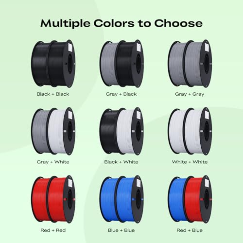 Image of Creality 3D Printer Filament Bundle 4KG, 4 Pack 1kg Spool(2.2lbs) 1.75mm PLA Filament Bulk + /- 0.02mm, for Most FDM 3D Printers, White and Black