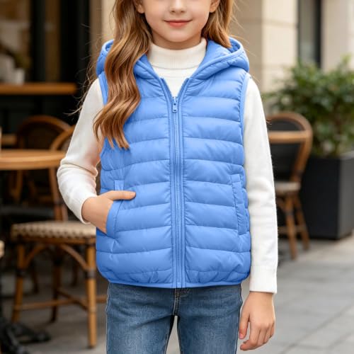 Gouuuia Girls Hooded Puffer Vest Cute Zip Up Sleeveless Coat 4-15 Years - image 9