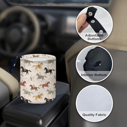 Image of Horse Race Car Garbage Can, Hanging Car Trash Can for Car Accessories, Vehicle, Travelling, Camping, Cute Car Back Seat Organizer