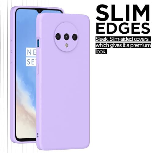 Image of Outlouders Back Cover for OnePlus 7T | Camera Protection | Durable Soft Matte Silicone Bumper Case (Purple)