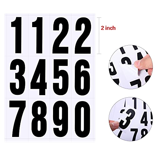 Image of Tenare 96 Pcs Vinyl Number Stickers 0-9 Reflective,2 Inch,Black in White | Waterproof Self Adhesive for Mailbox Address, Door Signs, Trash Cans, Trucks, Outdoor Home Business Use, Durable Vinyl