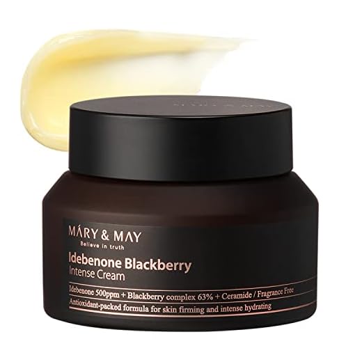 Mary&May Crema de Mora con Idebenona | Hidratante Antioxidante Coreano con 5 Ceramidas y Ácido Hialurónico | Reparación de la Barrera Cutánea e Hidratación por 48 horas 70g