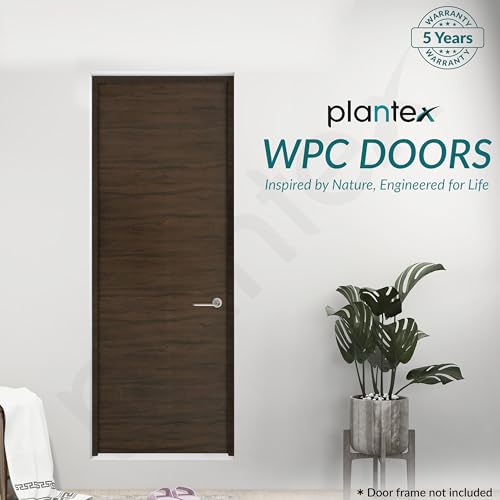 Image of Plantex WPC Doors for Bathroom (25 mm - Thickness) /Termiteproof Bathroom Door /2.25x6.5 Feet Wooden Finished Door for Home /Balcony /Office /Kitchen, Density-550 (27x78 inch,19.5 kg- Charcoal Oak)