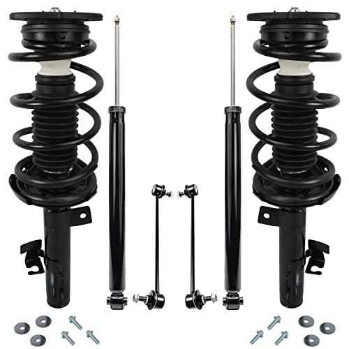 Image of Detroit Axle - Front 6pc Struts Shocks Kit for 04-09 Mazda 3, 06-10 5, Struts & Coil Spring Sway Bar Links Rear Shock Absorbers 2006 2007 2008 2009 Replacement Suspension