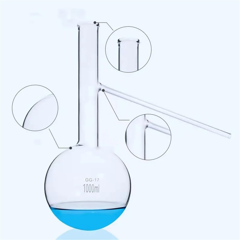 1 pz/lotto 60 ml-1000 ml pallone di vetro collo corto pallone da laboratorio con tubo laterale forniture di laboratorio(1000ml)