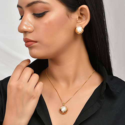 Mothers Half Pearl Pocket Pendant Set
