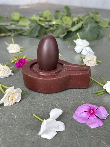 Image of Shivam VASTU AKAL 1.5 inch Original Narmadeshwar Narmada Shivling with 3 inch Narmada Stone Yoni Base Jaladhari (Swayambhu Shivling, Brown Flate Jaladhari)