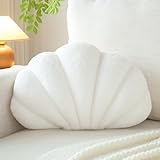 Mepherl White Seashell Throw Pillows,13 Inch Shell Shaped Pillows Decorative Throw Pillow,Soft Seashell Plush Pillow Cushion for Bed Couch Living Room Home Decor