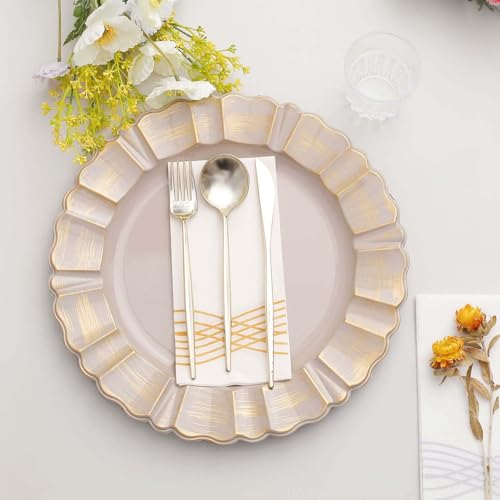 Set de 6 platos cargadores plásticos redondos taupe 13 pulg. miniatura 2