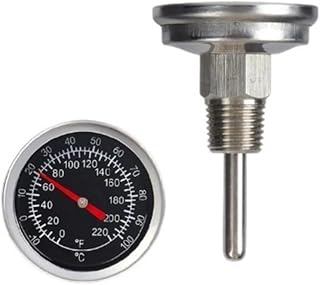 Temperature Probe Meter Gauge, Dial Thermometer NPT, Stainless 1/4 NPT Thermometer for Boiler Tea Pot Kettle -10-100℃/0-220ºF Thread Joint Dial Thermometers