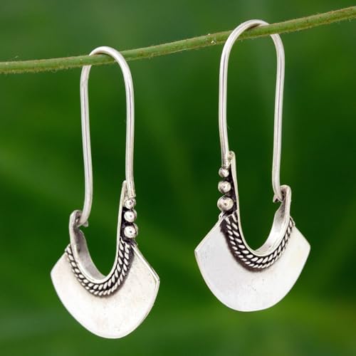 NOVICA-Artisan-Handcrafted-Silver-Hoop-Earrings-Bell-Design-Hoop-Earrings-925-Sterling-Silver-Earrings-Silver-Hoop-Earrings-Handmade-Hoop-Earring-Thailand-Bohemian-Hollow-Bell-Themed