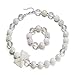 vcmart Beautiful White Chunky Bubblegum Bead Necklace Girls with GFT Box