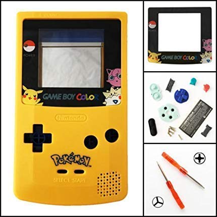 Replacement Full Housing Shell Case Cover Pack with Screwdriver Buttons for Game boy Color GBC Repair Part-Yellow&Blue.
