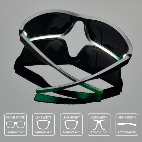 Image of Joopin Rectangle Sports Sunglasses Polarized UV Protection Shades for Men | Wrap Around Sun Glasses, Trendy Plastic Frame, TAC Lens, Safety, Driving, Running, Fishing, Cycling, Hiking