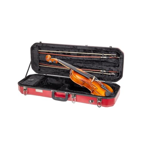 Image of Crossrock Oblong Case fits 4 /4 Full-Size Violin, Includes Interior Compartment, 2 Bow Holders, Security Lock, and Detachable Straps-Red (CRA860VFRD-R)