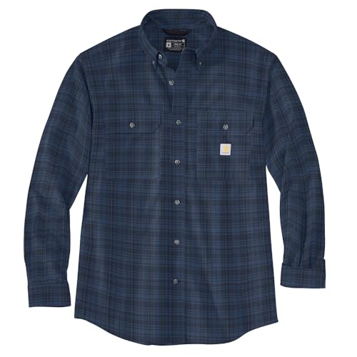 Image of Carhartt Men's Loose Fit Midweight Chambray Long-Sleeve Plaid Shirt